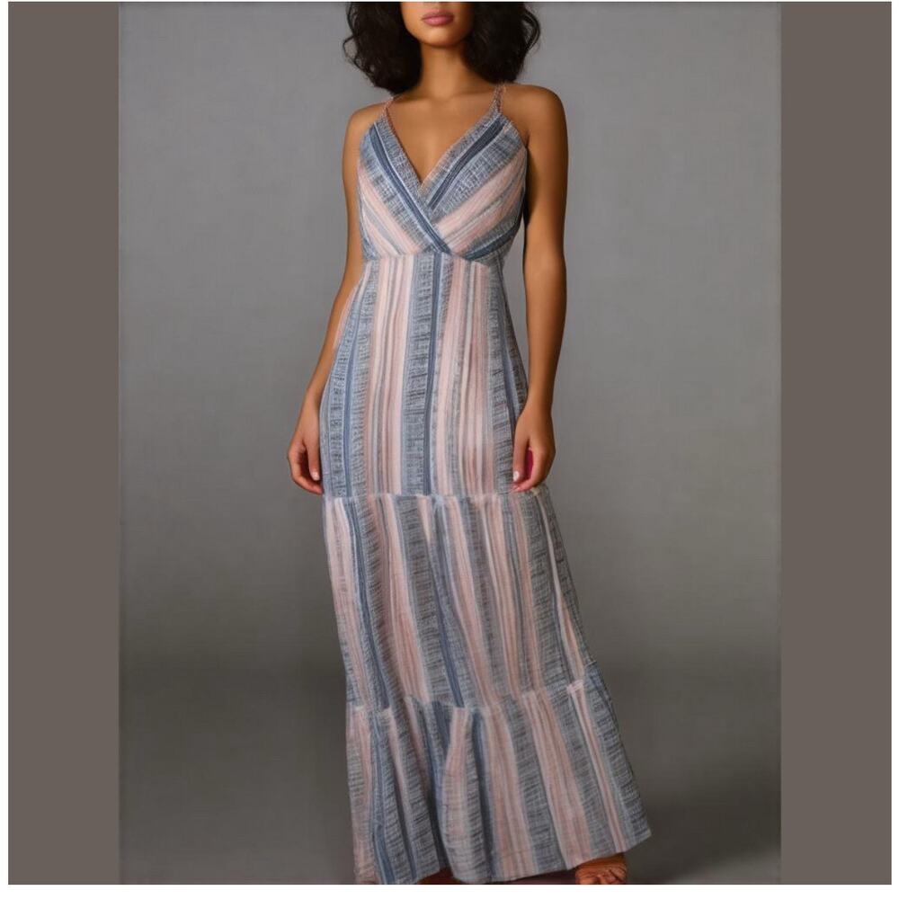 Regenbogen Ladies' Maxi Beach Dress Multicolor Cross Straps Size M NWT